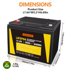 12.8v 50Ah LiFePO4 Battery LFP1250,12.8v 50Ah LiFePO4 Battery LFP1250,LiPo Battery & Lithium Polymer Battery Manufacturer | Honyjor