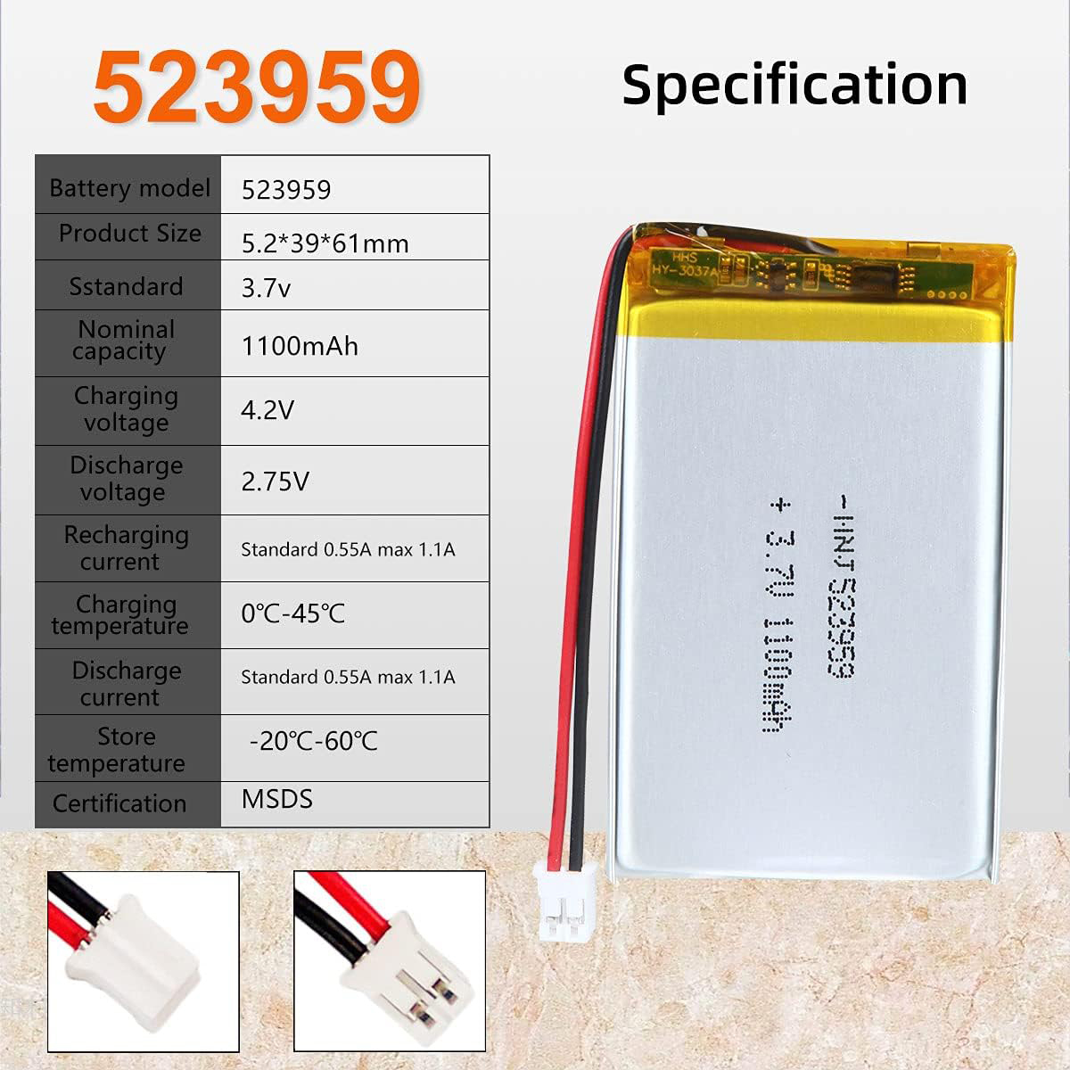 3.7V Li-ion Battery 1100mAh,3.7V Li-ion Battery 1100mAh,LiPo Battery & Lithium Polymer Battery Manufacturer | Honyjor
