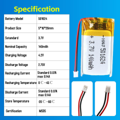 3.7V Li-ion Battery 140mAh,3.7V Li-ion Battery 140mah,LiPo Battery & Lithium Polymer Battery Manufacturer | Honyjor