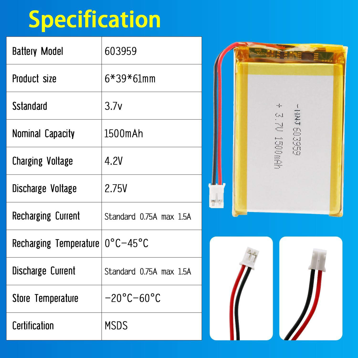 3.7V Li-ion Battery 1500mAh,3.7V Li-ion Battery 1500mAh,LiPo Battery & Lithium Polymer Battery Manufacturer | Honyjor