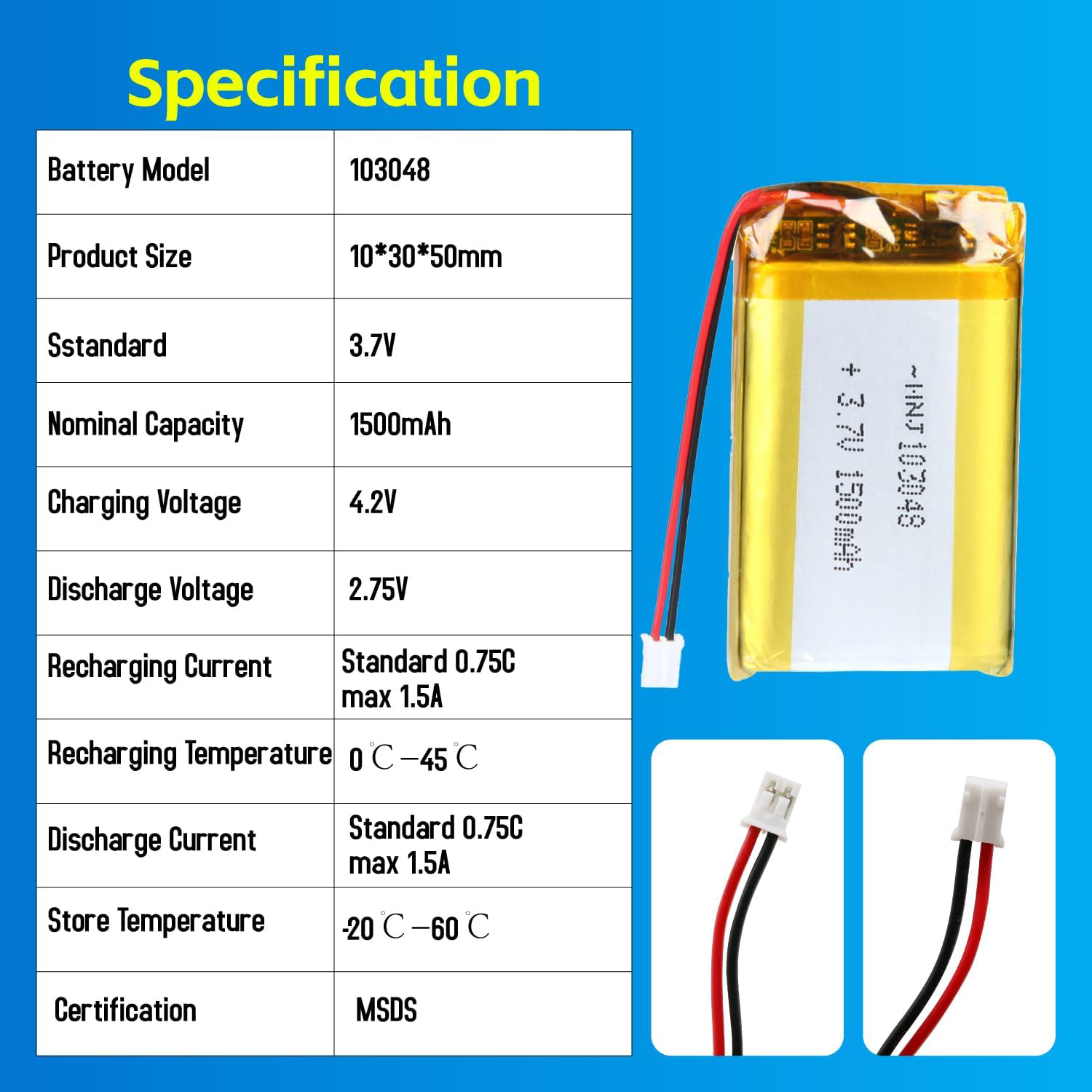 3.7V Li-ion Battery 1500mAh,3.7V Li-ion Battery 1500mAh,LiPo Battery & Lithium Polymer Battery Manufacturer | Honyjor
