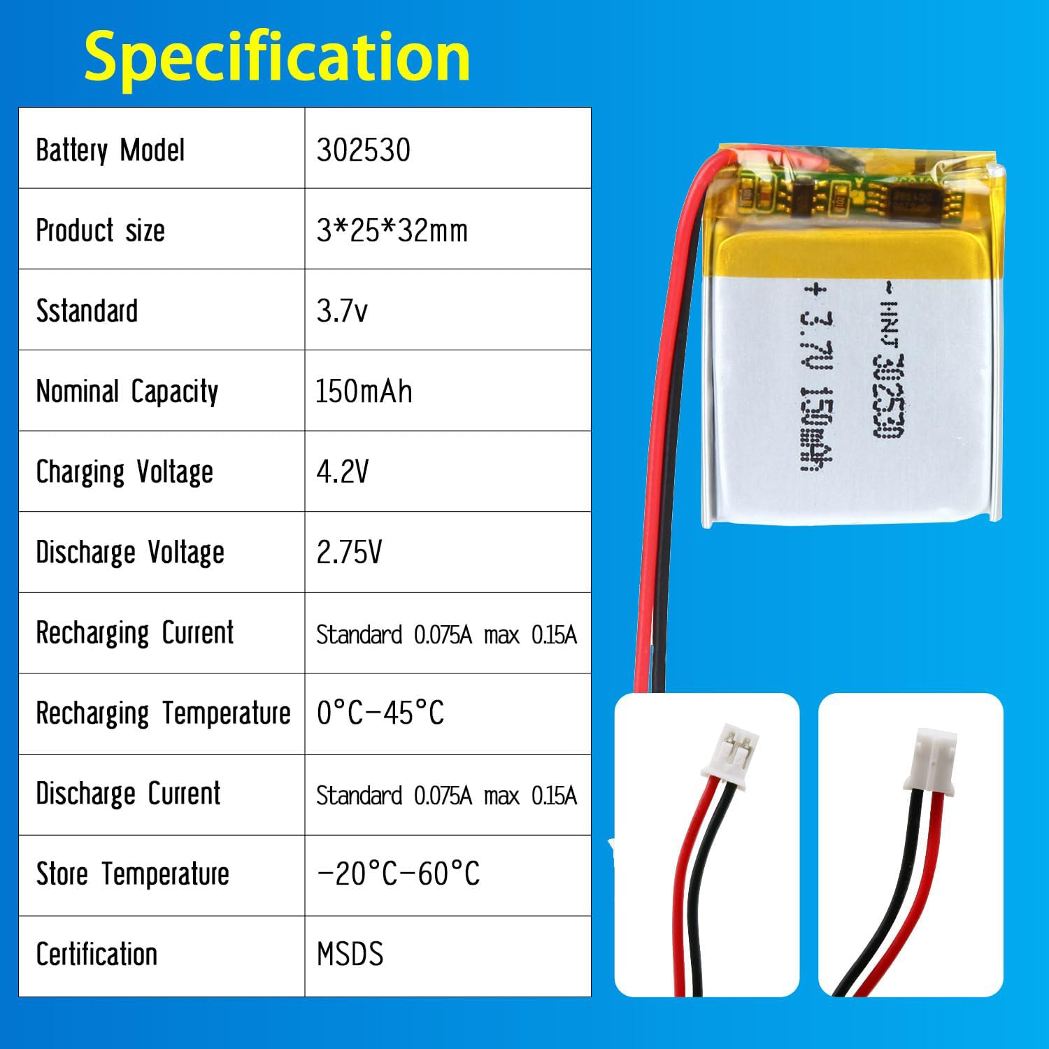 3.7V Li-ion Battery 150mAh,3.7V Li-ion Battery 150mah,LiPo Battery & Lithium Polymer Battery Manufacturer | Honyjor