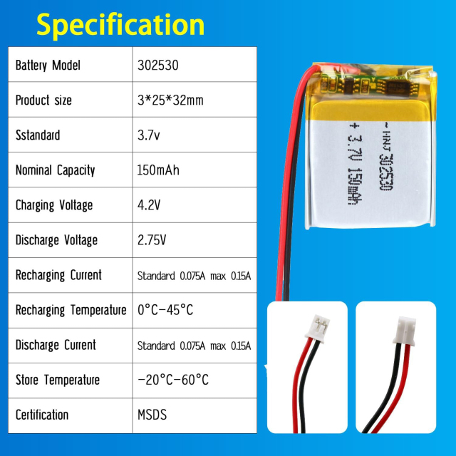 3.7V Li-ion Battery 150mAh,3.7V Li-ion Battery 150mah,LiPo Battery & Lithium Polymer Battery Manufacturer | Honyjor