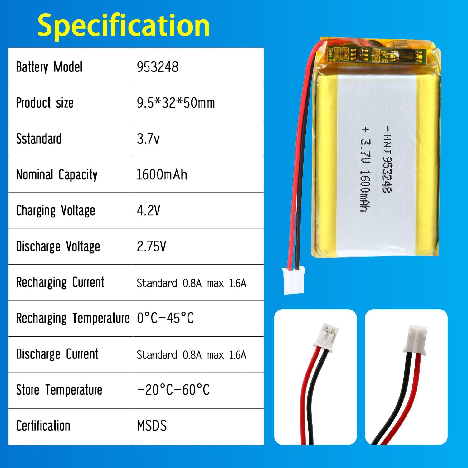3.7V Li-ion Battery 1600mAh,3.7V Li-ion Battery 1600mAh,LiPo Battery & Lithium Polymer Battery Manufacturer | Honyjor