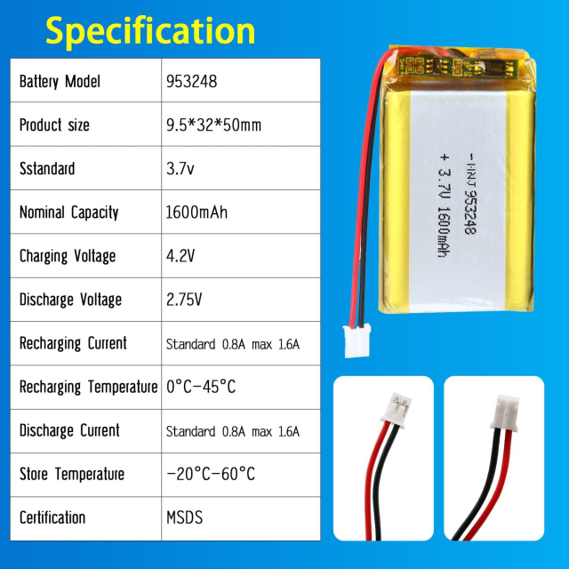 3.7V Li-ion Battery 1600mAh,3.7V Li-ion Battery 1600mAh,LiPo Battery & Lithium Polymer Battery Manufacturer | Honyjor