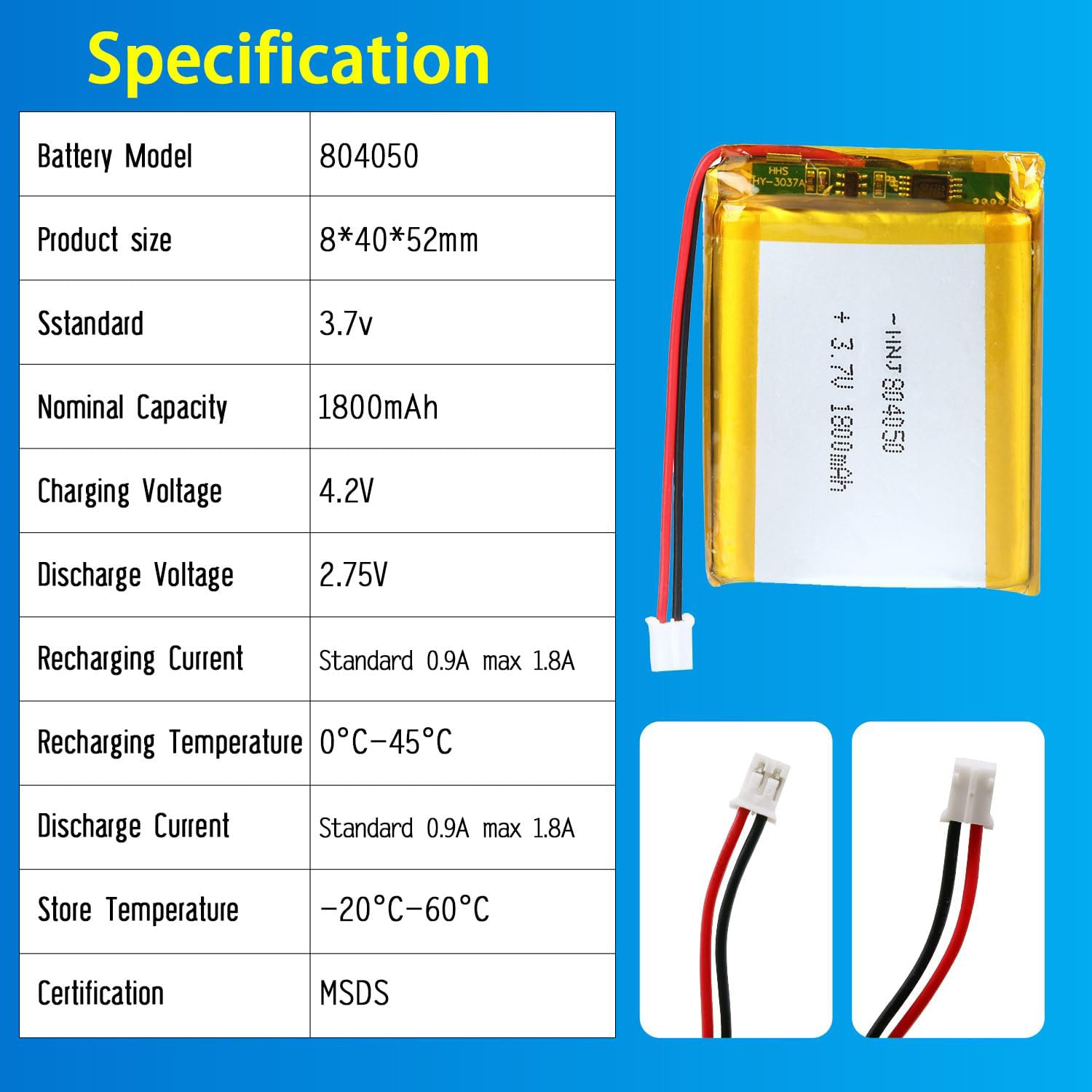 3.7V Li-ion Battery 1800mAh,3.7V Li-ion Battery 1800mAh,LiPo Battery & Lithium Polymer Battery Manufacturer | Honyjor