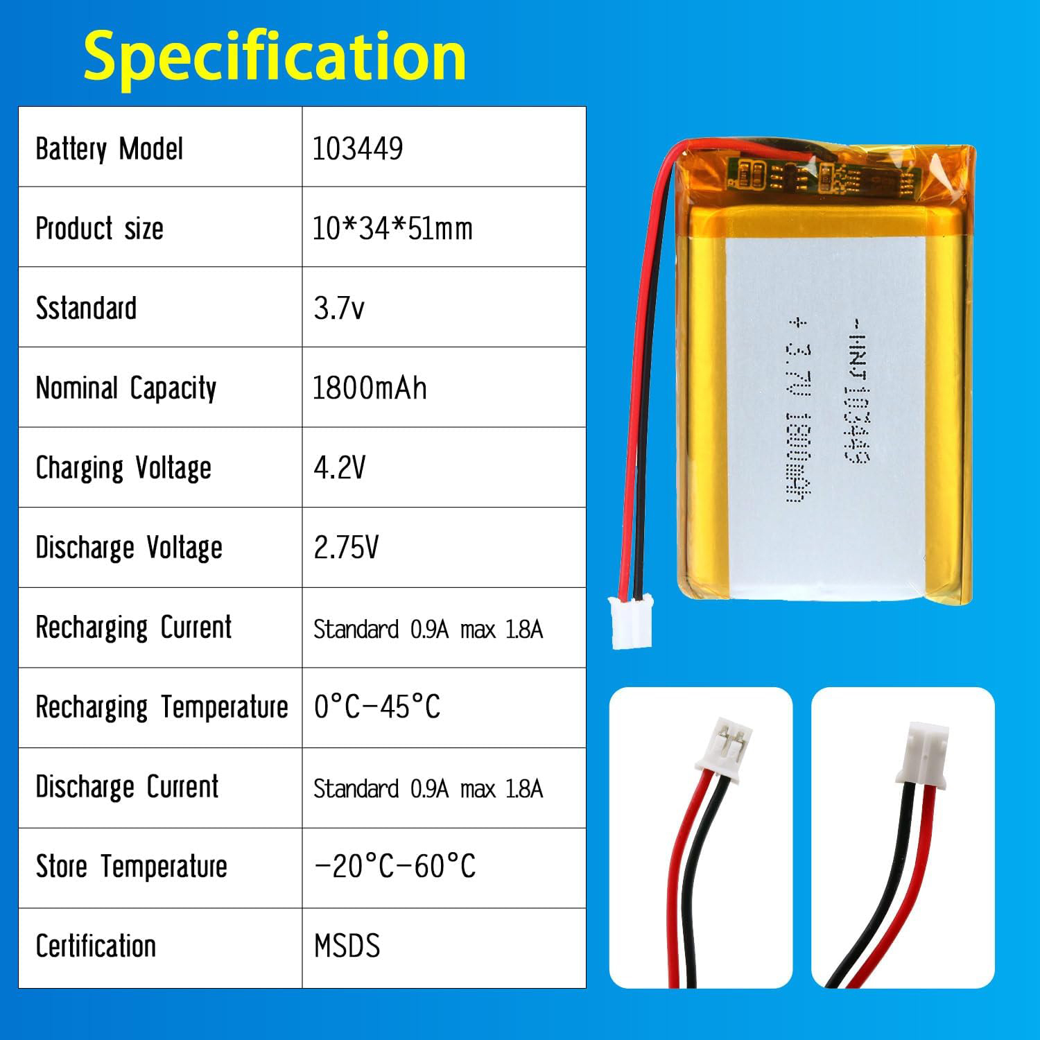 3.7V Li-ion Battery 1800mAh,3.7V Li-ion Battery 1800mAh,LiPo Battery & Lithium Polymer Battery Manufacturer | Honyjor