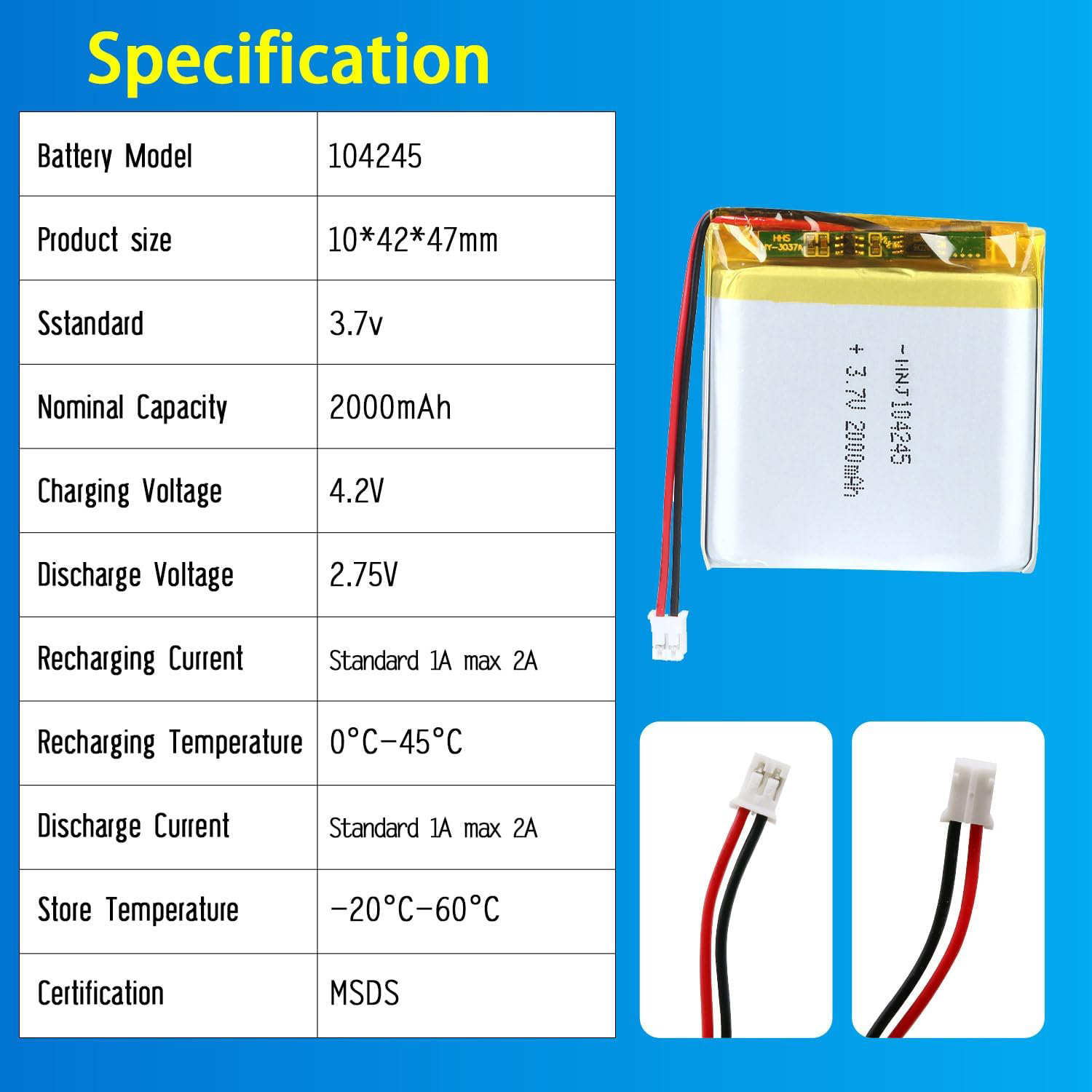 3.7V Li-ion Battery 2000mAh,3.7V Li-ion Battery 2000mAh,LiPo Battery & Lithium Polymer Battery Manufacturer | Honyjor