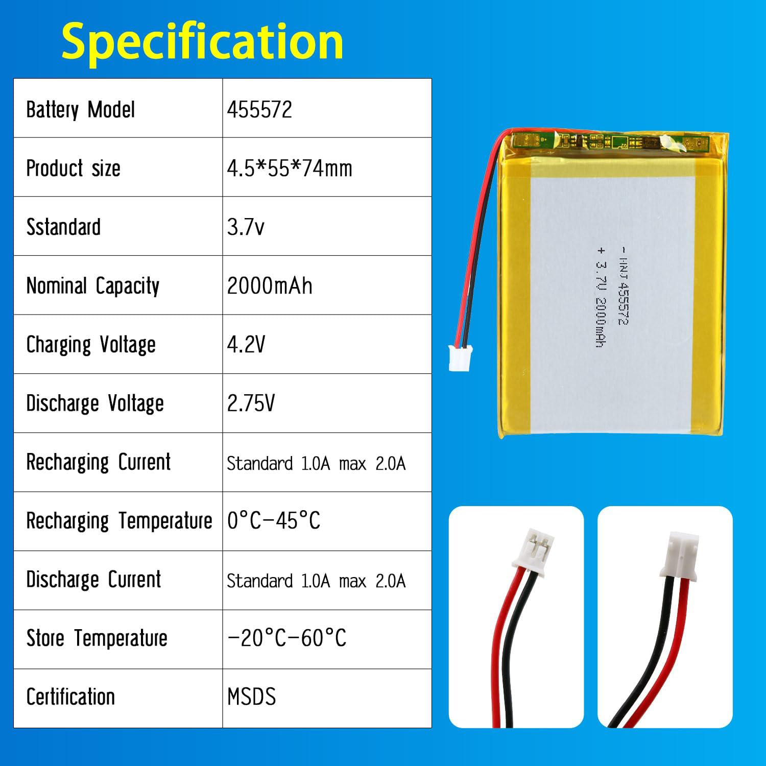3.7V Li-ion Battery 2000mAh,3.7V Li-ion Battery 2000mAh,LiPo Battery & Lithium Polymer Battery Manufacturer | Honyjor
