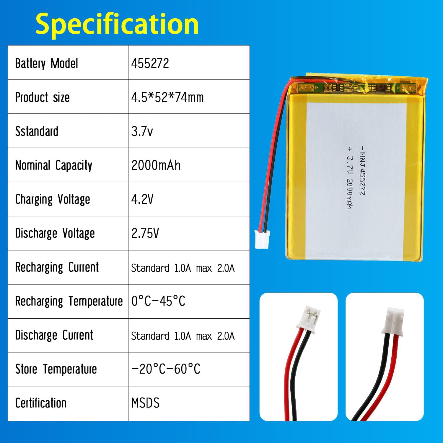3.7V Li-ion Battery 2000mAh,3.7V Li-ion Battery 2000mAh,LiPo Battery & Lithium Polymer Battery Manufacturer | Honyjor