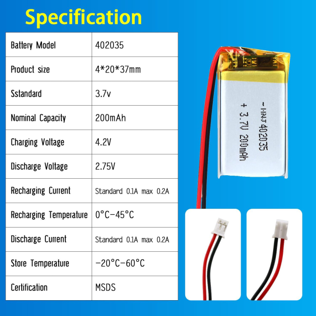 3.7V Li-ion Battery 200mAh,3.7V Li-ion Battery 200mah,LiPo Battery & Lithium Polymer Battery Manufacturer | Honyjor