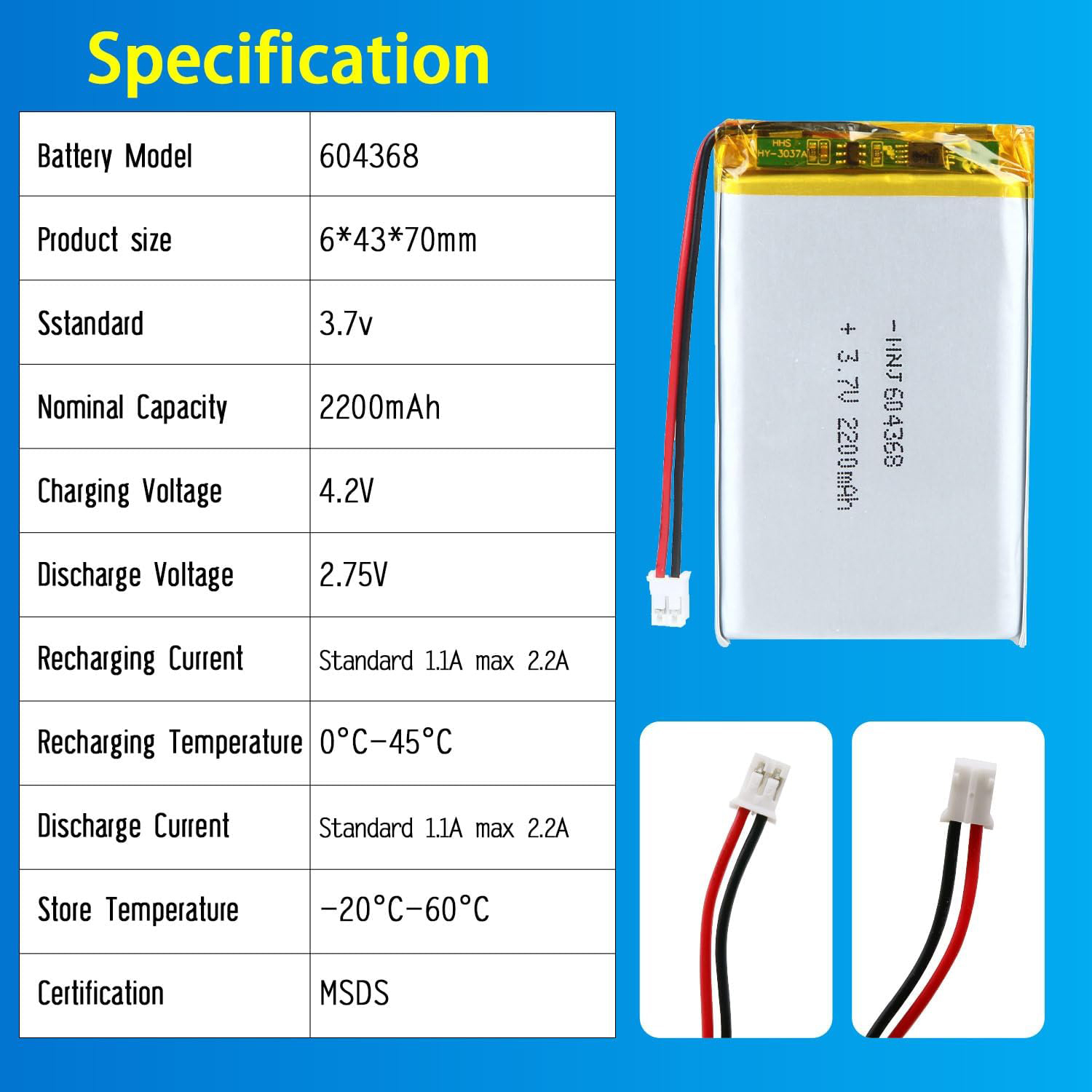 3.7V Li-ion Battery 2200mAh,3.7V Li-ion Battery 2200mAh,LiPo Battery & Lithium Polymer Battery Manufacturer | Honyjor