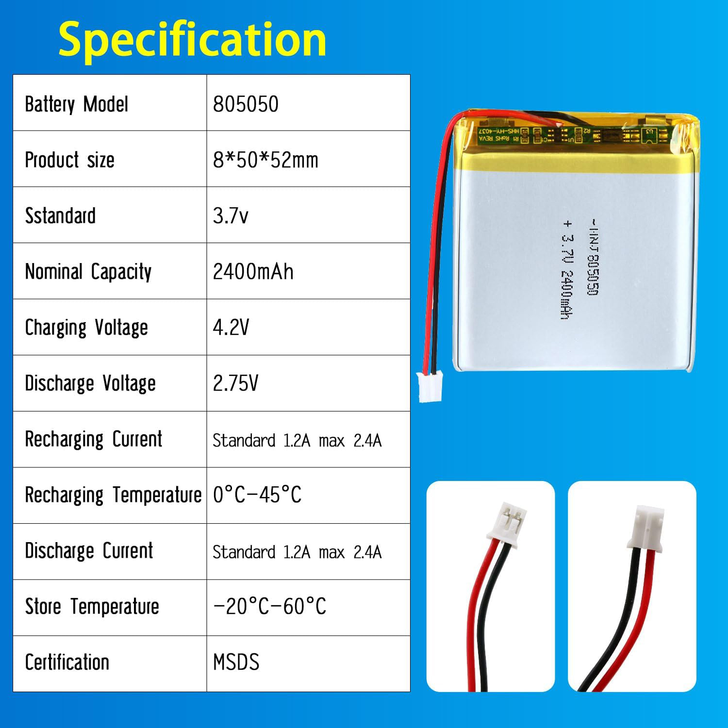 3.7V Li-ion Battery 2400mAh,3.7V Li-ion Battery 2300mah,LiPo Battery & Lithium Polymer Battery Manufacturer | Honyjor