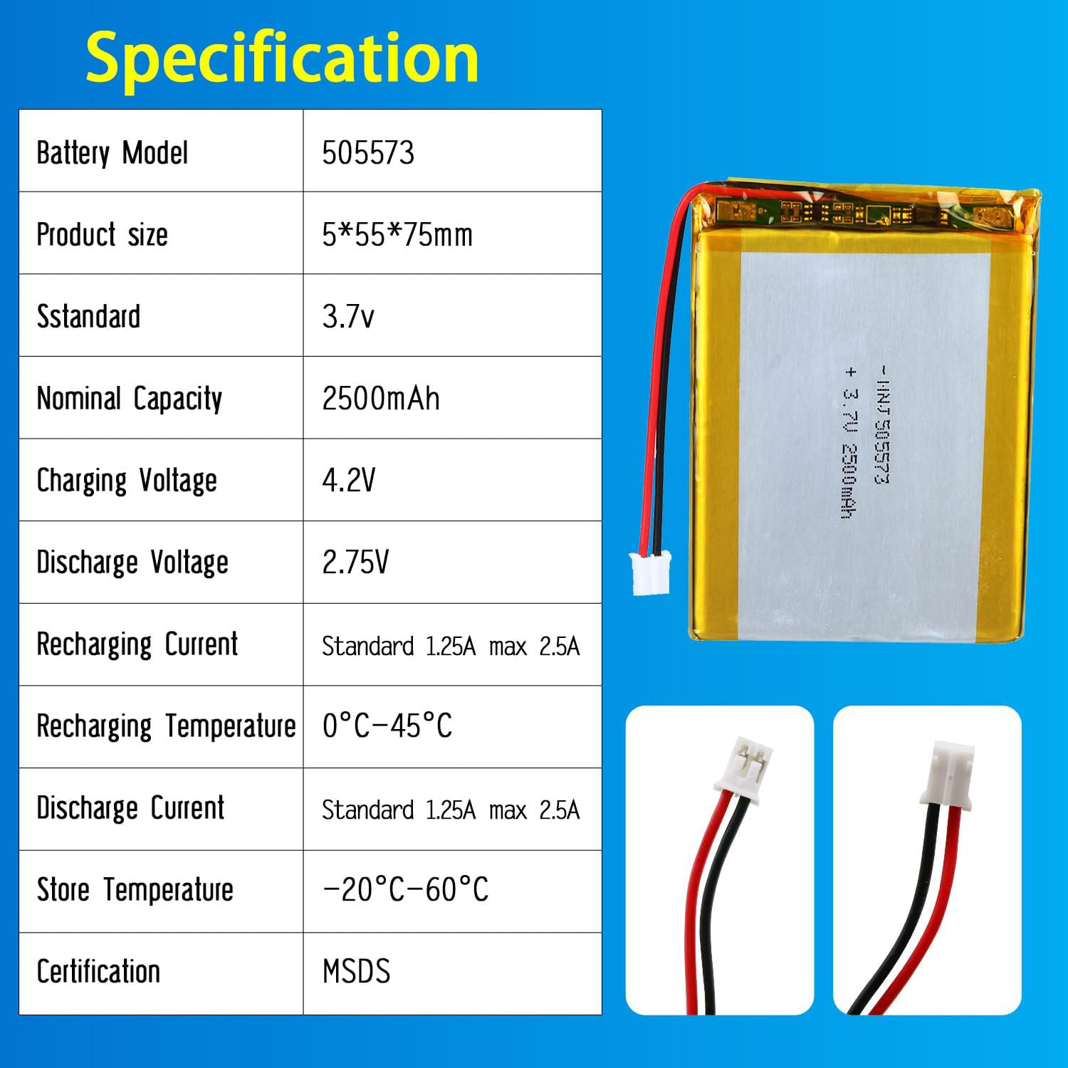 3.7V Li-ion Battery 2500mAh,3.7V Li-ion Battery 2500mah,LiPo Battery & Lithium Polymer Battery Manufacturer | Honyjor