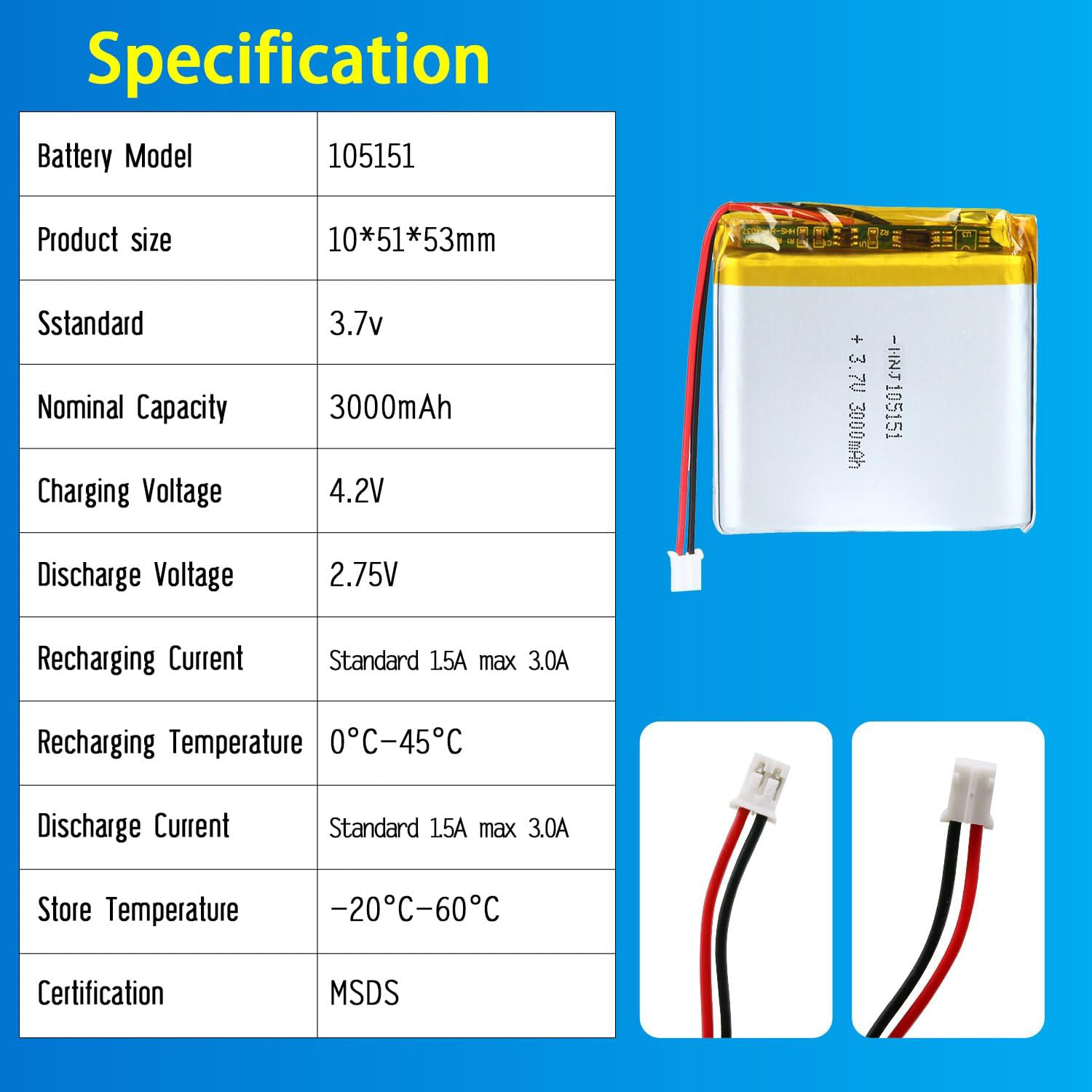3.7V Li-ion Battery 3000mAh,3.7V Li-ion Battery 3000mAh,LiPo Battery & Lithium Polymer Battery Manufacturer | Honyjor
