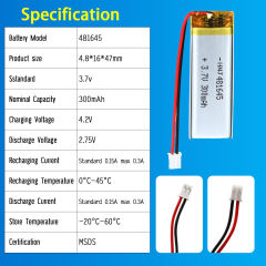 3.7V Li-ion Battery 300mAh,3.7V Li-ion Battery 300mAh,LiPo Battery & Lithium Polymer Battery Manufacturer | Honyjor