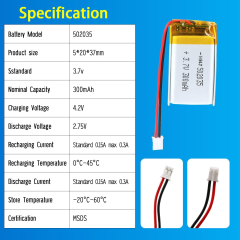 3.7V Li-ion Battery 300mAh,3.7V Li-ion Battery 300mAh,LiPo Battery & Lithium Polymer Battery Manufacturer | Honyjor