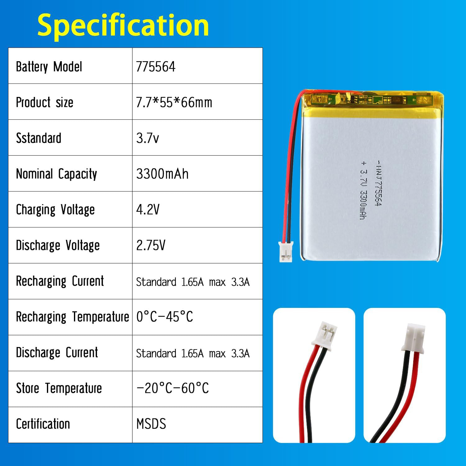 3.7V Li-ion Battery 3300mAh,3.7V Li-ion Battery 3300mAh,LiPo Battery & Lithium Polymer Battery Manufacturer | Honyjor