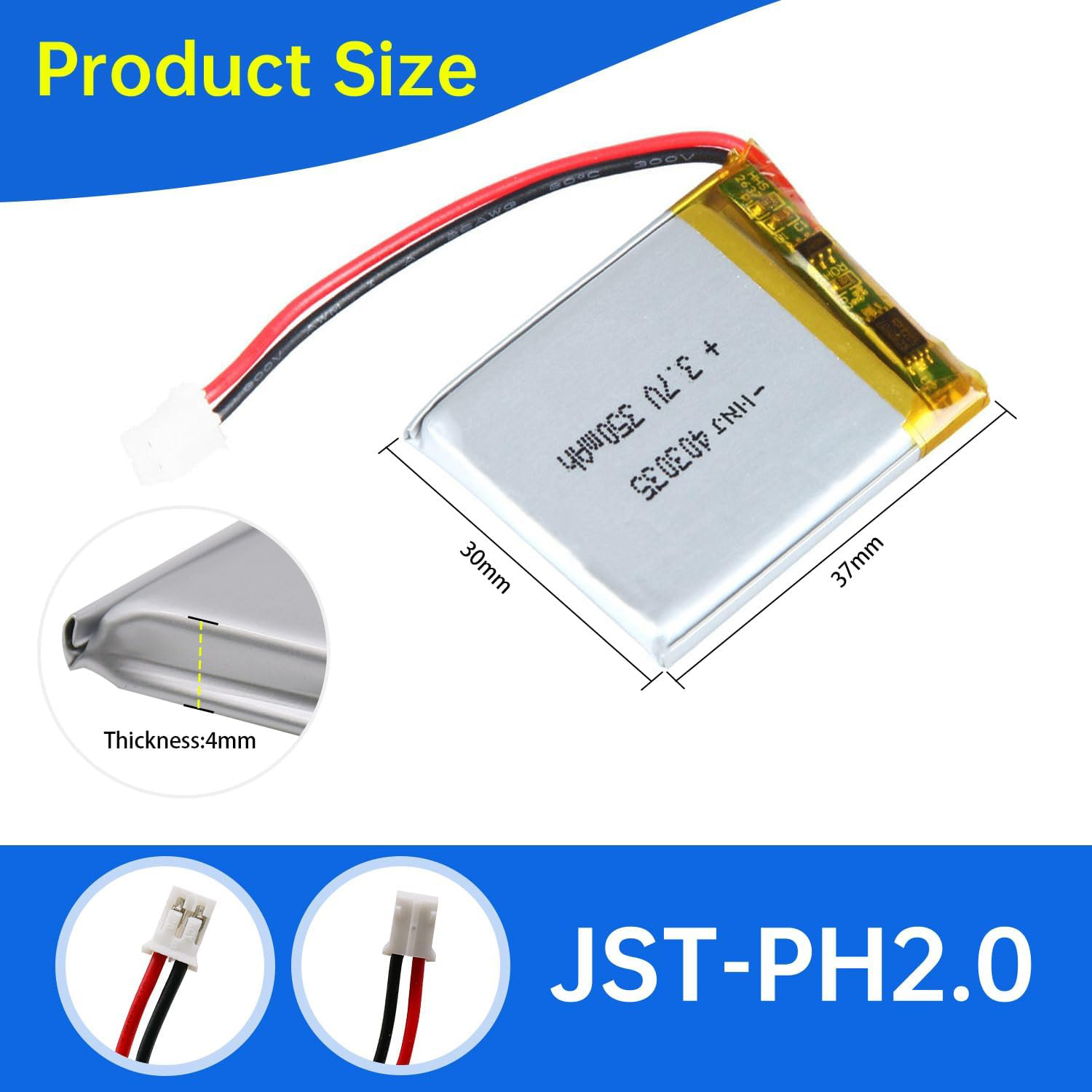 3.7V Li-ion Battery 350mAh,3.7V Li-ion Battery 350mAh,LiPo Battery & Lithium Polymer Battery Manufacturer | Honyjor