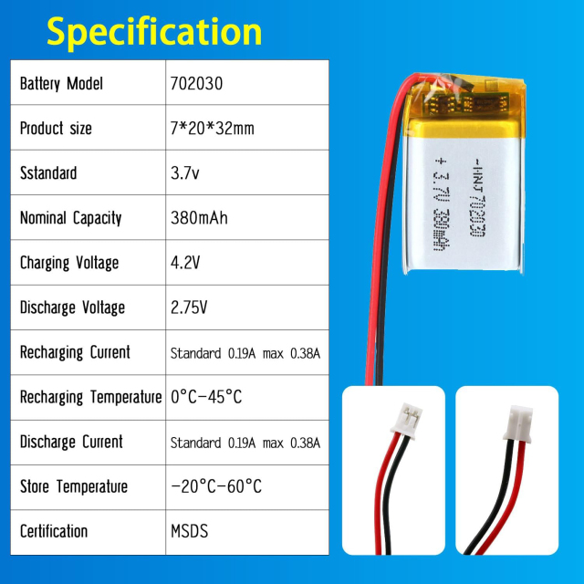 3.7V Li-ion Battery 380mAh,3.7V Li-ion Battery 380mAh,LiPo Battery & Lithium Polymer Battery Manufacturer | Honyjor