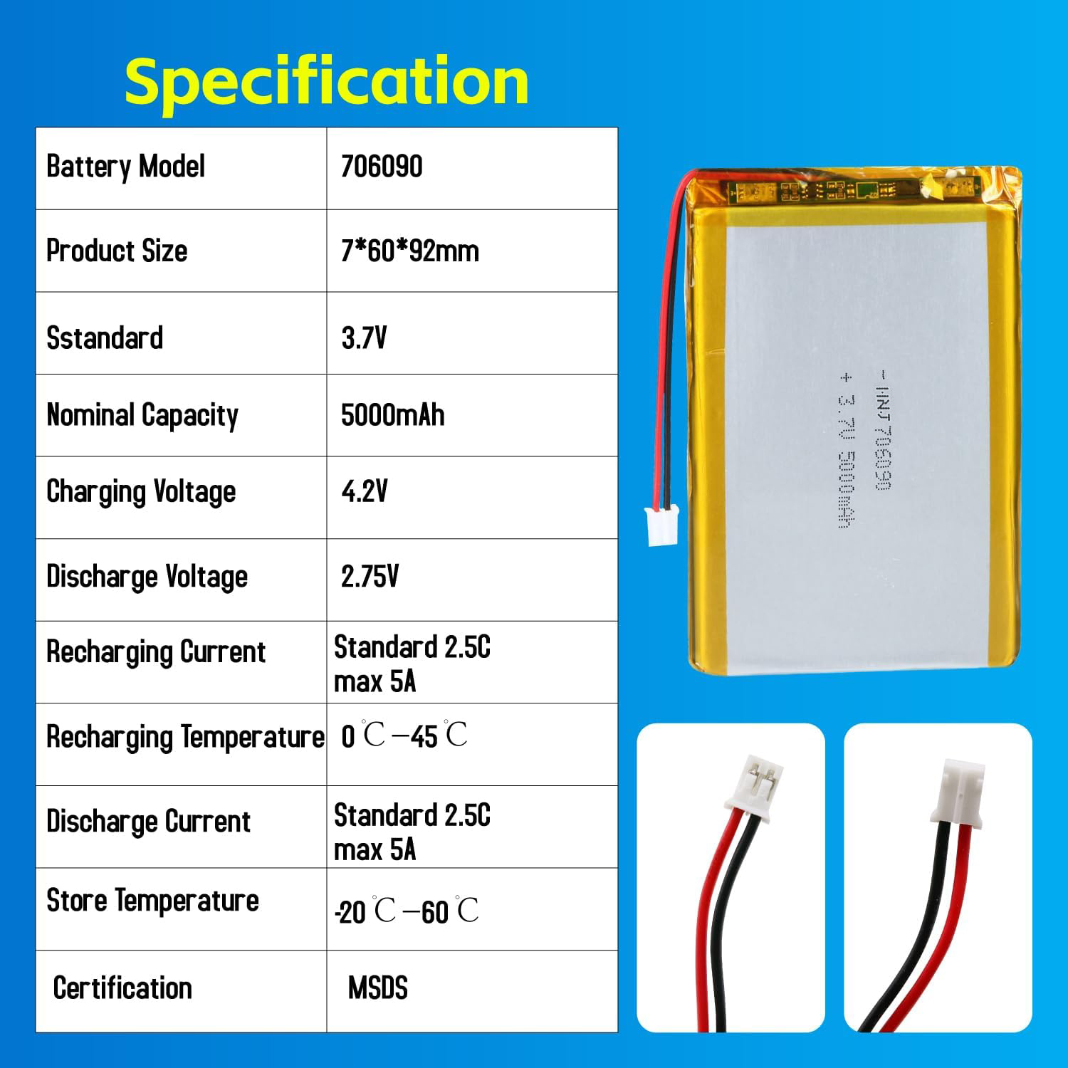 3.7V Li-ion Battery 5000mAh,3.7V Li-ion Battery 5000mAh,LiPo Battery & Lithium Polymer Battery Manufacturer | Honyjor