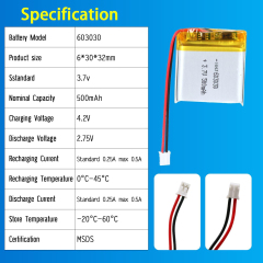 3.7V Li-ion Battery 500mAh,3.7V Li-ion Battery 500mAh,LiPo Battery & Lithium Polymer Battery Manufacturer | Honyjor