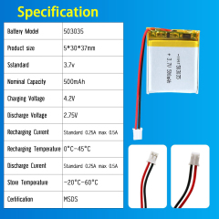 3.7V Li-ion Battery 500mAh,3.7V Li-ion Battery 500mAh,LiPo Battery & Lithium Polymer Battery Manufacturer | Honyjor