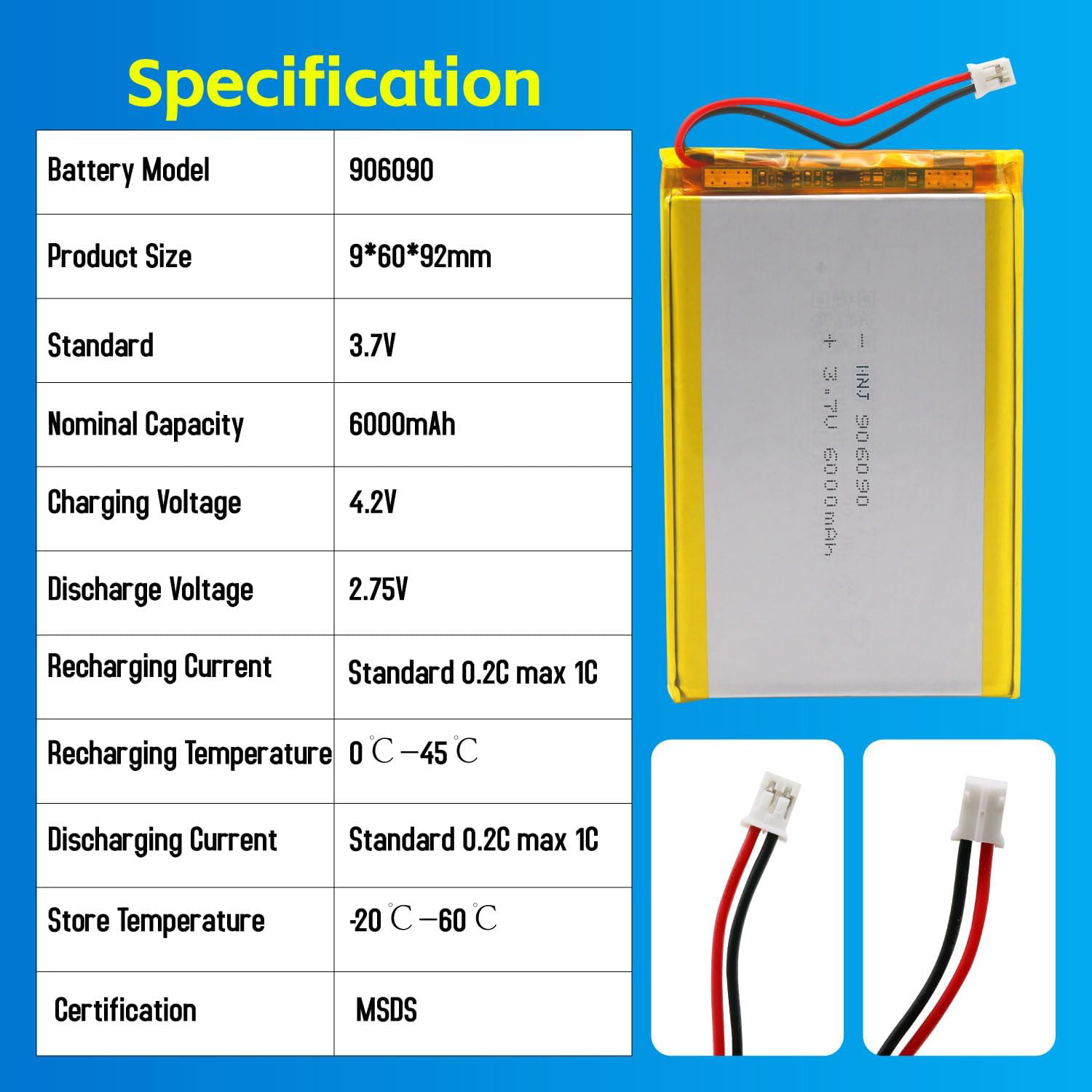 3.7V Li-ion Battery 6000mAh,3.7V Li-ion Battery 6000mAh,LiPo Battery & Lithium Polymer Battery Manufacturer | Honyjor