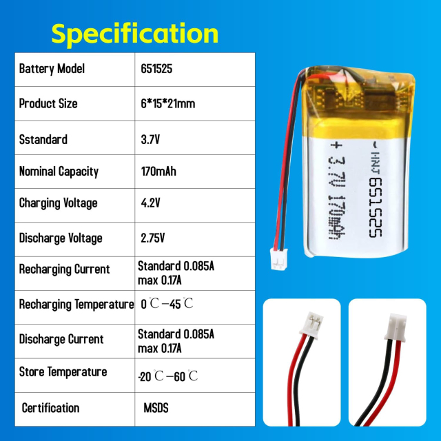 3.7V Li-ion Battery 70mAh,3.7V Li-ion Battery 70mah,LiPo Battery & Lithium Polymer Battery Manufacturer | Honyjor