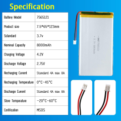3.7V Li-ion Battery 8000mAh,3.7V Li-ion Battery 8000mAh,LiPo Battery & Lithium Polymer Battery Manufacturer | Honyjor