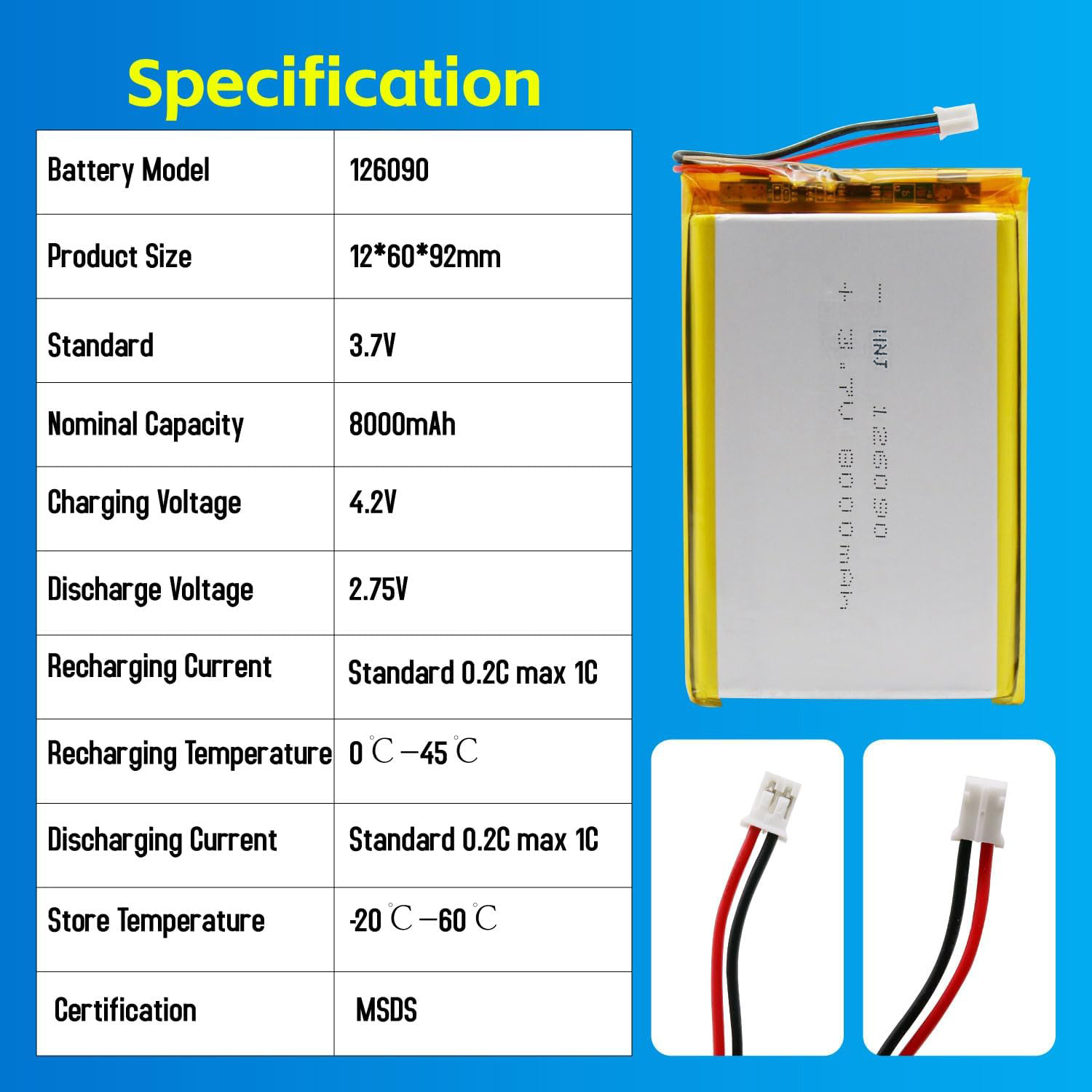 3.7V Li-ion Battery 8000mAh,3.7V Li-ion Battery 8000mAh,LiPo Battery & Lithium Polymer Battery Manufacturer | Honyjor