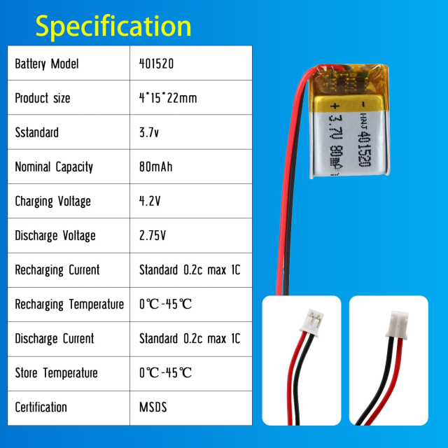 3.7V Li-ion Battery 80mAh,3.7V Li-ion Battery 80mah,LiPo Battery & Lithium Polymer Battery Manufacturer | Honyjor