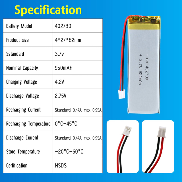 3.7V Li-ion Battery 950mAh,3.7V Li-ion Battery 950mAh,LiPo Battery & Lithium Polymer Battery Manufacturer | Honyjor