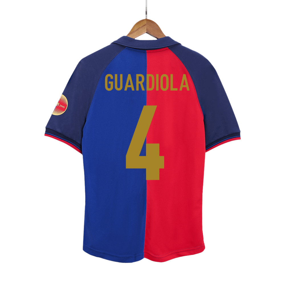 Vintage Soccer Jersey GUARDIOLA #4 Barcelona Home 1999/00 - 100th Anniversary
