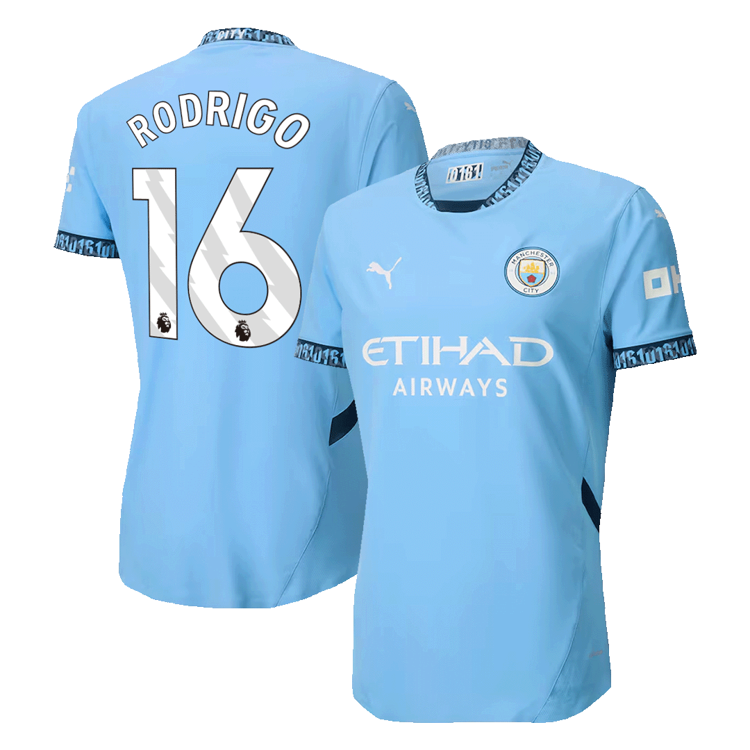 RODRIGO #16 Manchester City Home Authentic Soccer Jersey