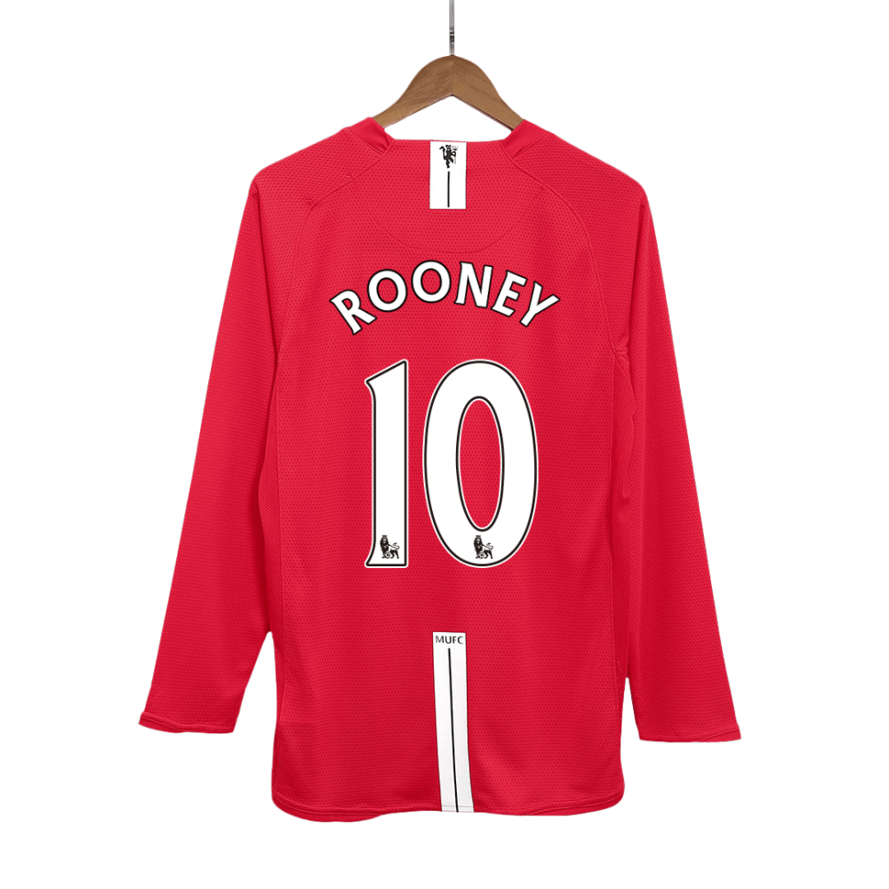 Vintage Soccer Jersey ROONEY #10 Manchester United Home Long Sleeve 2007/08