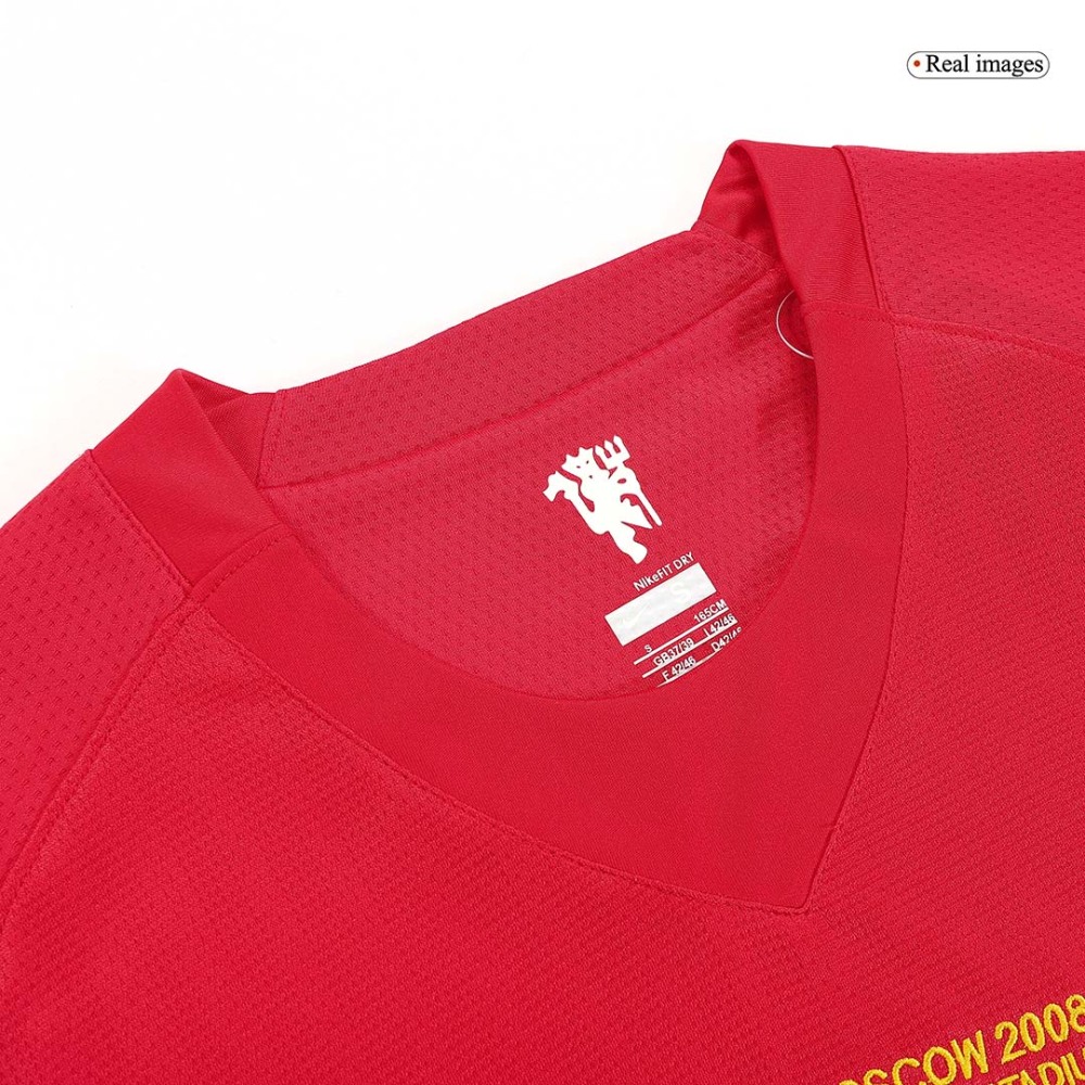 Vintage Soccer Jersey SCHOLES #18 Manchester United Home Long Sleeve 2007/08 - UCL Final