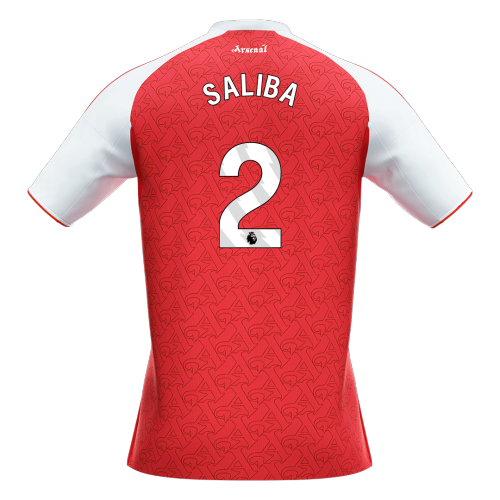 SALIBA #2 Arsenal Home Soccer Jersey 2025/26