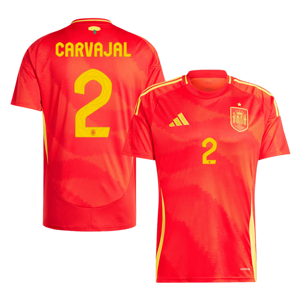 CARVAJAL #2 Spain Home Soccer Jersey EURO