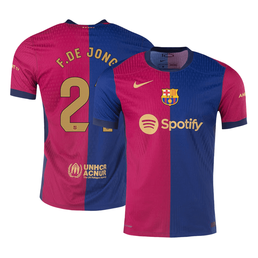 F.DE JONG #21 Barcelona Home Authentic Soccer Jersey