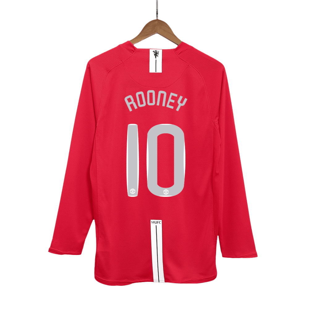 Vintage Soccer Jersey ROONEY #10 Manchester United Home Long Sleeve 2007/08 - UCL Final