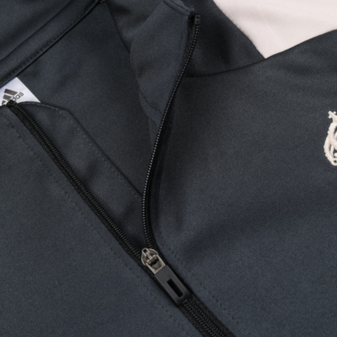 Real Madrid 1/4 Zip Tracksuit Gray