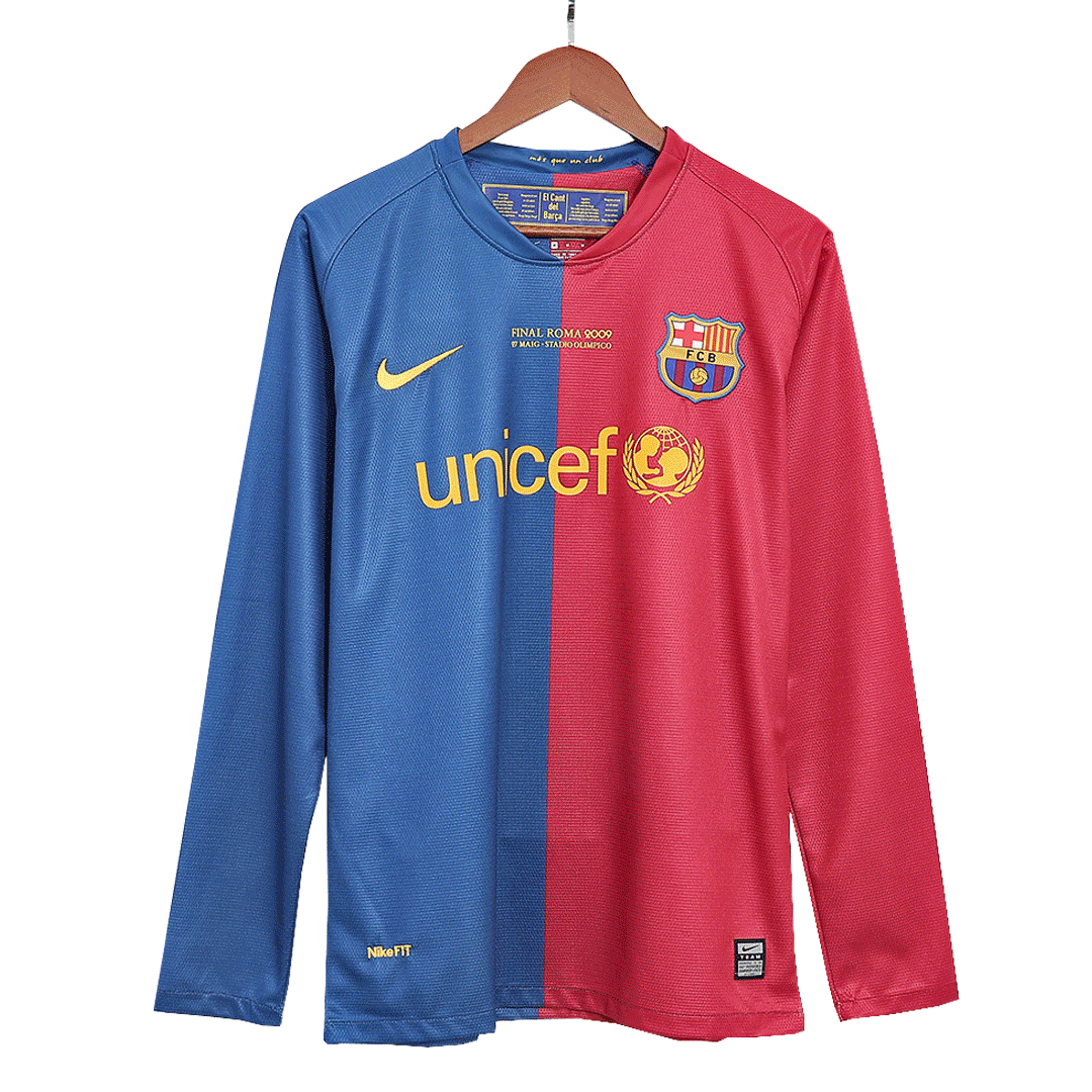 Vintage Soccer Jersey A.INIESTA #8 Barcelona Home Long Sleeve 2008/09 - UCL Final
