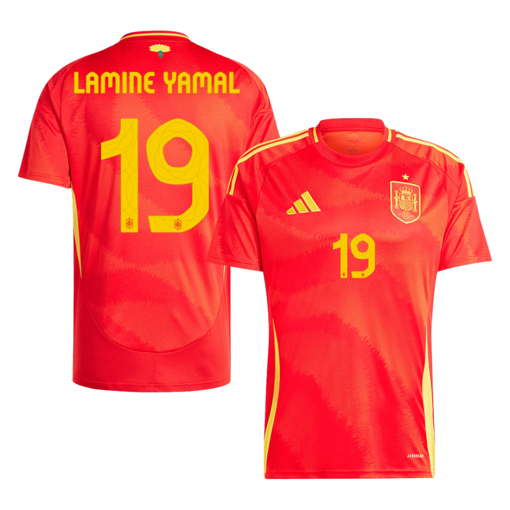 LAMINE YAMAL #19 Spain Home Soccer Jersey EURO