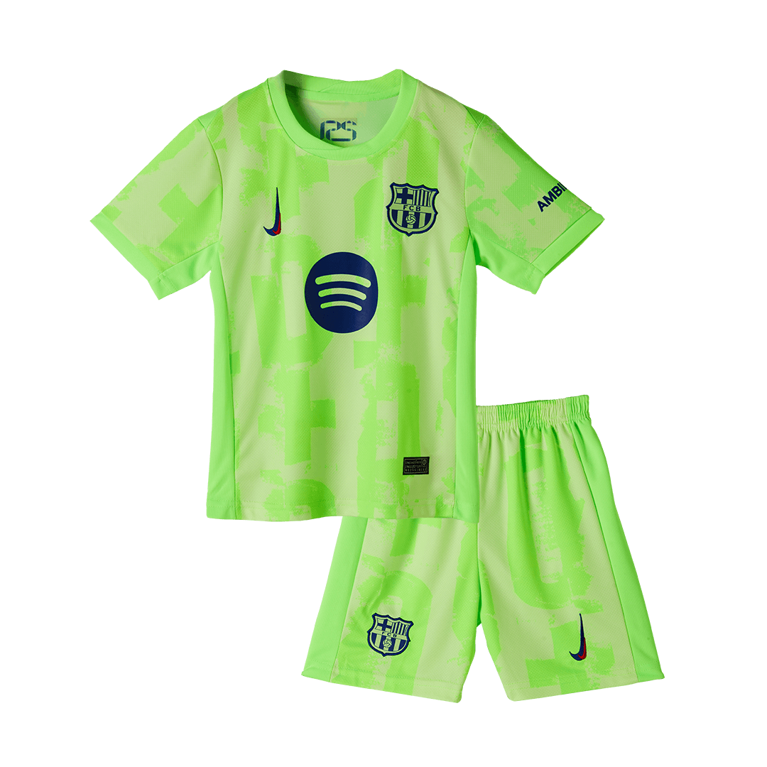 Barcelona Third Away Kids Soccer Jerseys Kit - UCL (Spotify Logo Without Text)