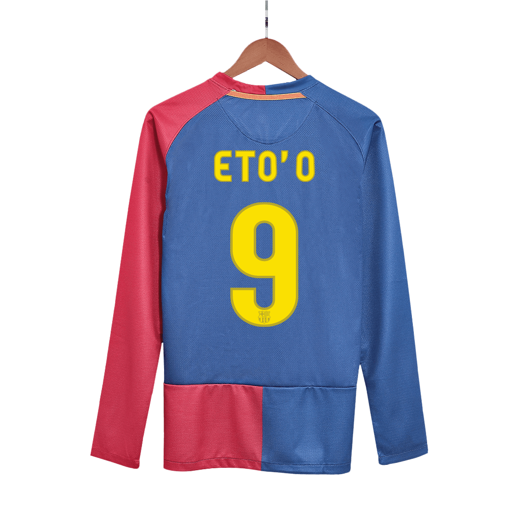 Vintage Soccer Jersey ETO'O #9 Barcelona Home Long Sleeve 2008/09 - UCL Final