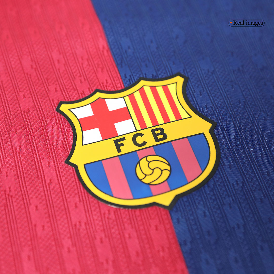 GAVI #6 Barcelona Home Authentic Soccer Jersey - Spotify Logo Without Text