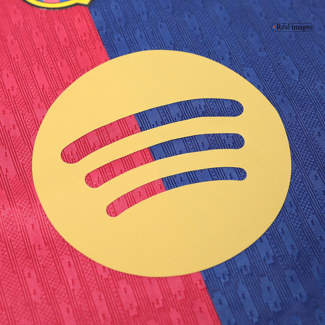 GAVI #6 Barcelona Home Authentic Soccer Jersey - Spotify Logo Without Text