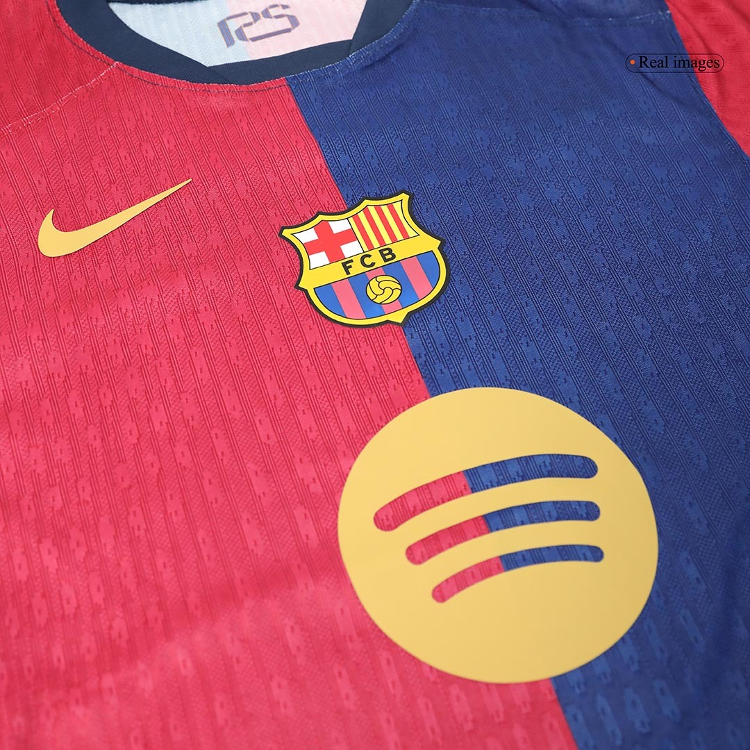 LAMINE YAMAL #19 Barcelona Home Authentic Soccer Jersey Spotify Logo Without Text