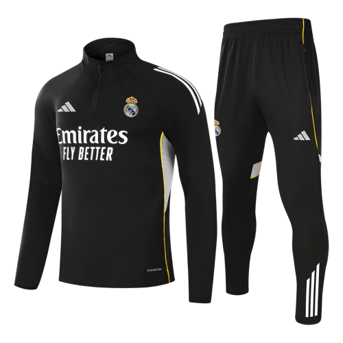 Real Madrid 1/4 Zip Tracksuit 2025/26 Black